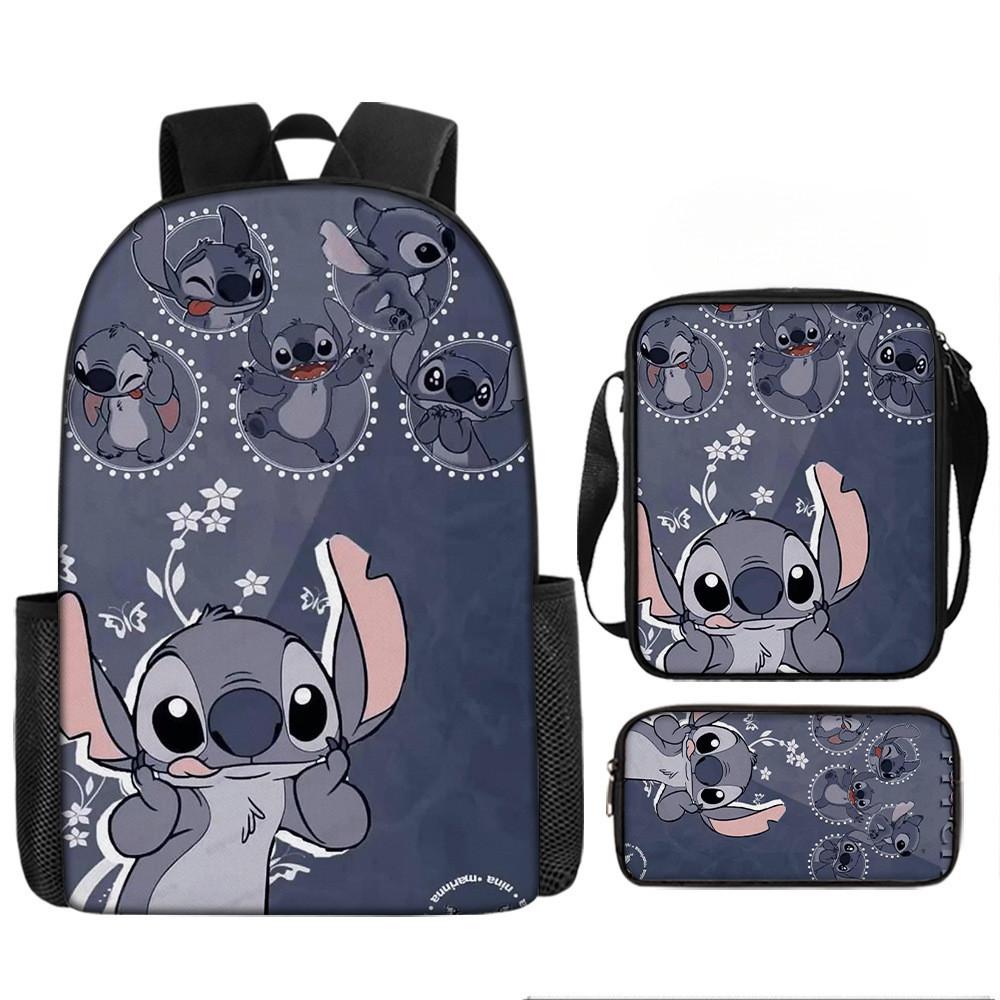 Disney Stitch School Backpack Oxford Cloth Lightweight Breathable Bookbag For Kids