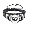 Pop Retro Rock Band Tokio Hotel Bill Kaulitz Band Black Rope Button Glass Cabochon Leather Bracelet Jewelry Charm Fans