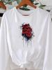 (Asian Size) butterfly flower cute Graphic Tee o-neck Print T Shirt Casual Clothing Women autumn winter spring Fashion Top Long Sleeve T-shirts