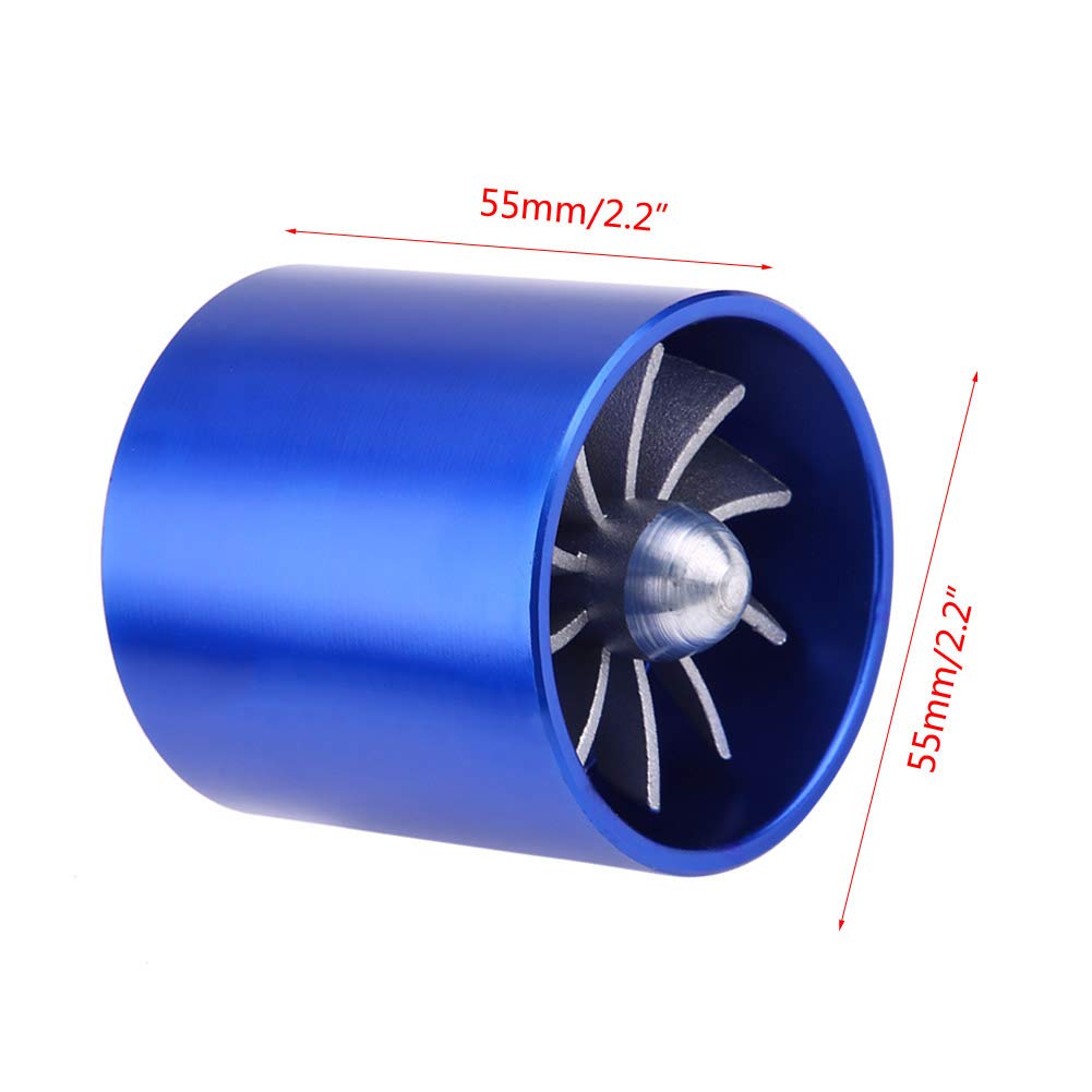 Car Intake Turbine 55mm Supercharger Turbo Single Face Advance Increases Horsepower Aluminum Alloy with Net (Blue)