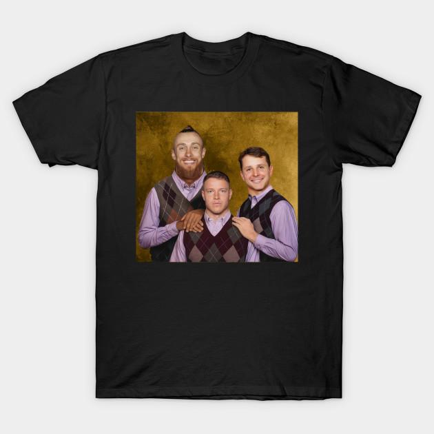

Men Black Print T-shirt Vintage Christian Mccaffrey George Kittle Brock Prudy Step Brothers Football, San Francisco Football No-Cut Transfer Paper Pri XL чорний