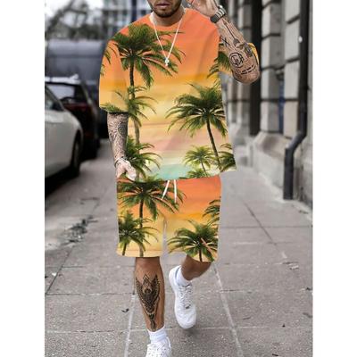 Summer Fashion Men's Suit, Digital Print T-shirt and Shorts Two-piece Set