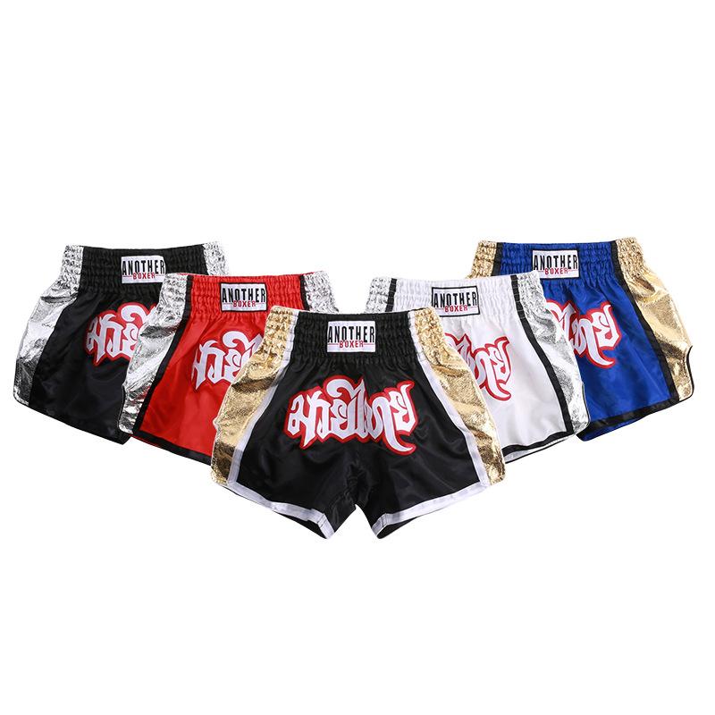 Muay Thai shorts high whip leg boxing pants side shiny leather craft martial arts team uniform cross-border Muay Thai training