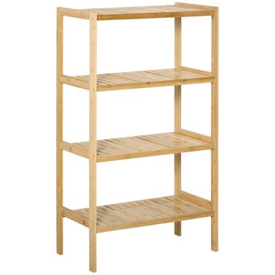 Standing Shelf Bookshelf 4-Tier Bamboo Shelf Office Shelf Storage Shelf File Shelf Kitchen Shelf Bamboo Natural 62 X 33 X 112 Cm