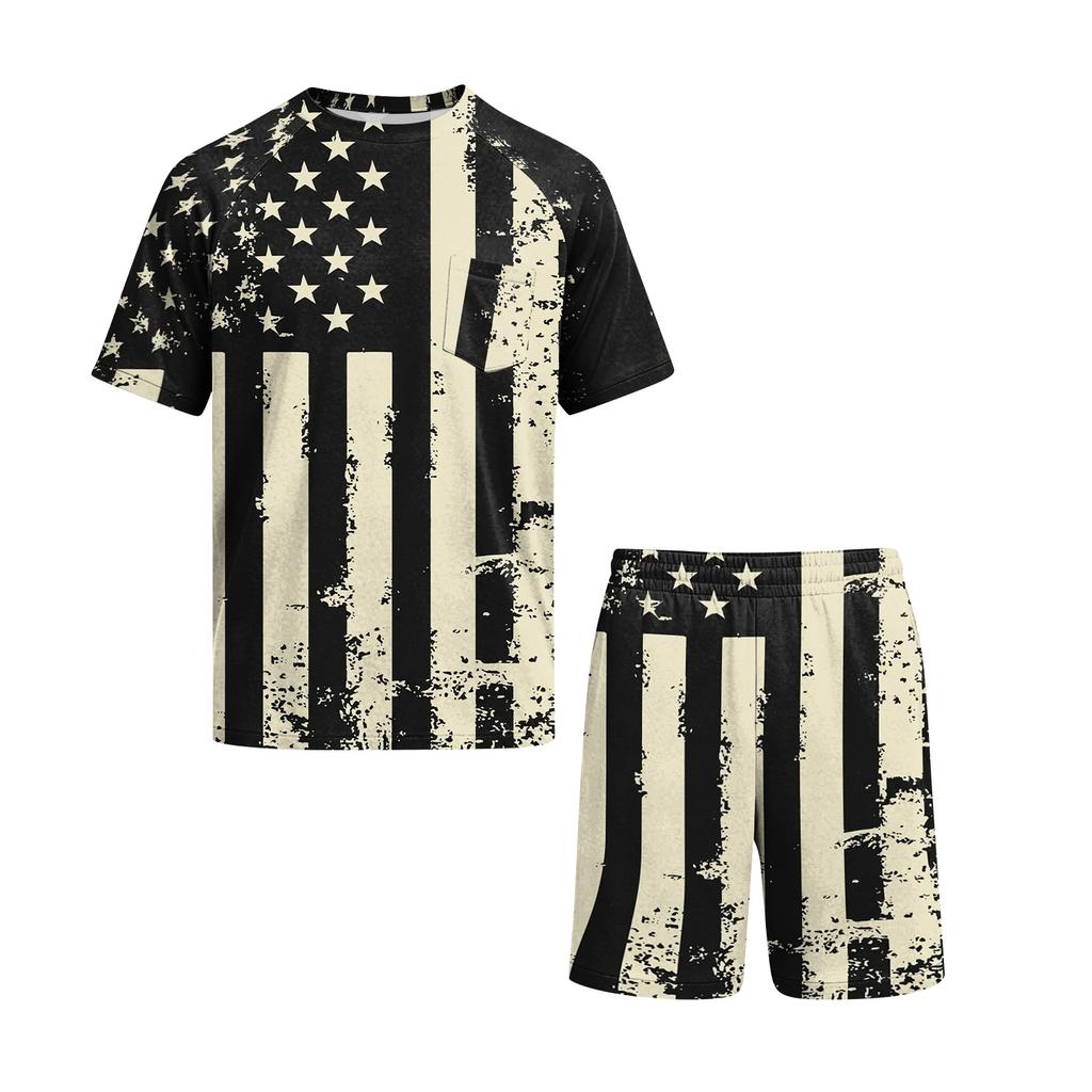 Men's Short Sleeve Pajama Set Lightweight Breathable Soft Fabric Lounge Wear Comfortable Fit Summer Homewear