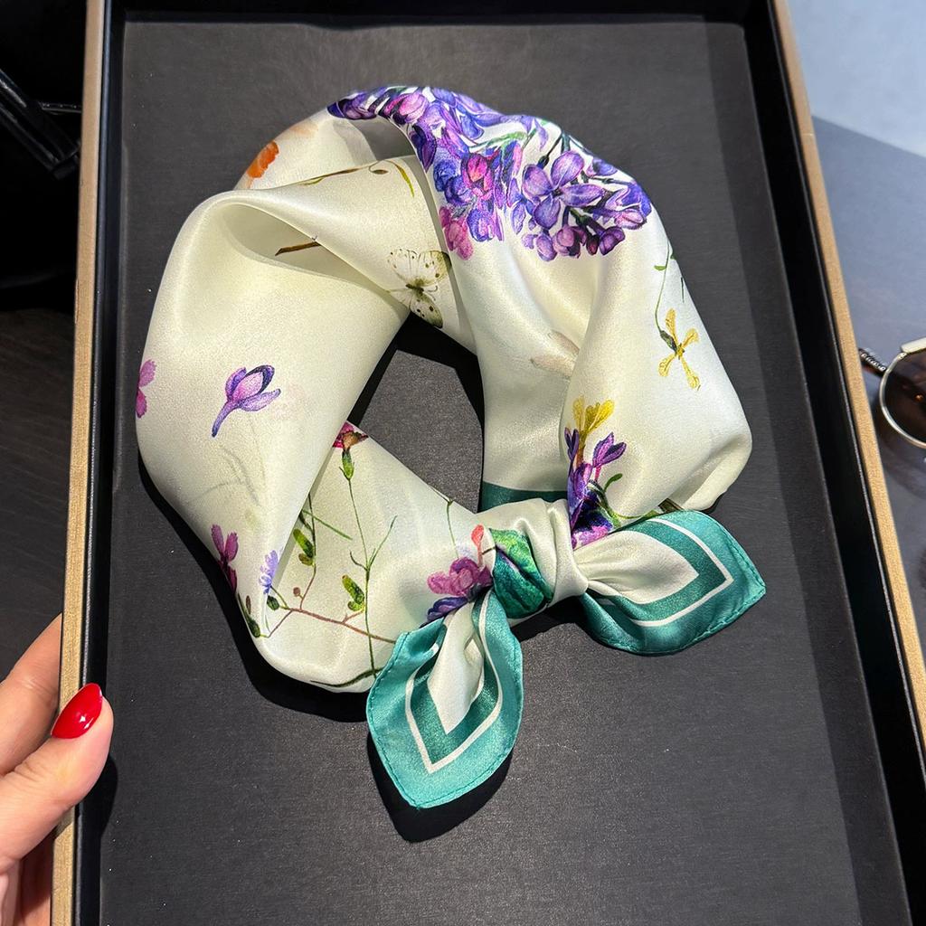 New 100% Natural Real Silk Scarf Women Bandana Square Scarves Wrap Kerchief Mulberry Fashion Luxury High Quality Hijab Sjaal