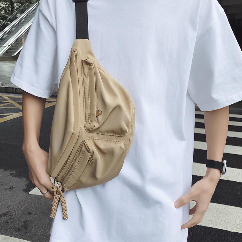 New Diagonal Span Chest Bag, Men's Shoulder Bag, Tooling, Student Sports Chest Bag, Waist Bag, Men's Messenger Bag, Pleated Bag.