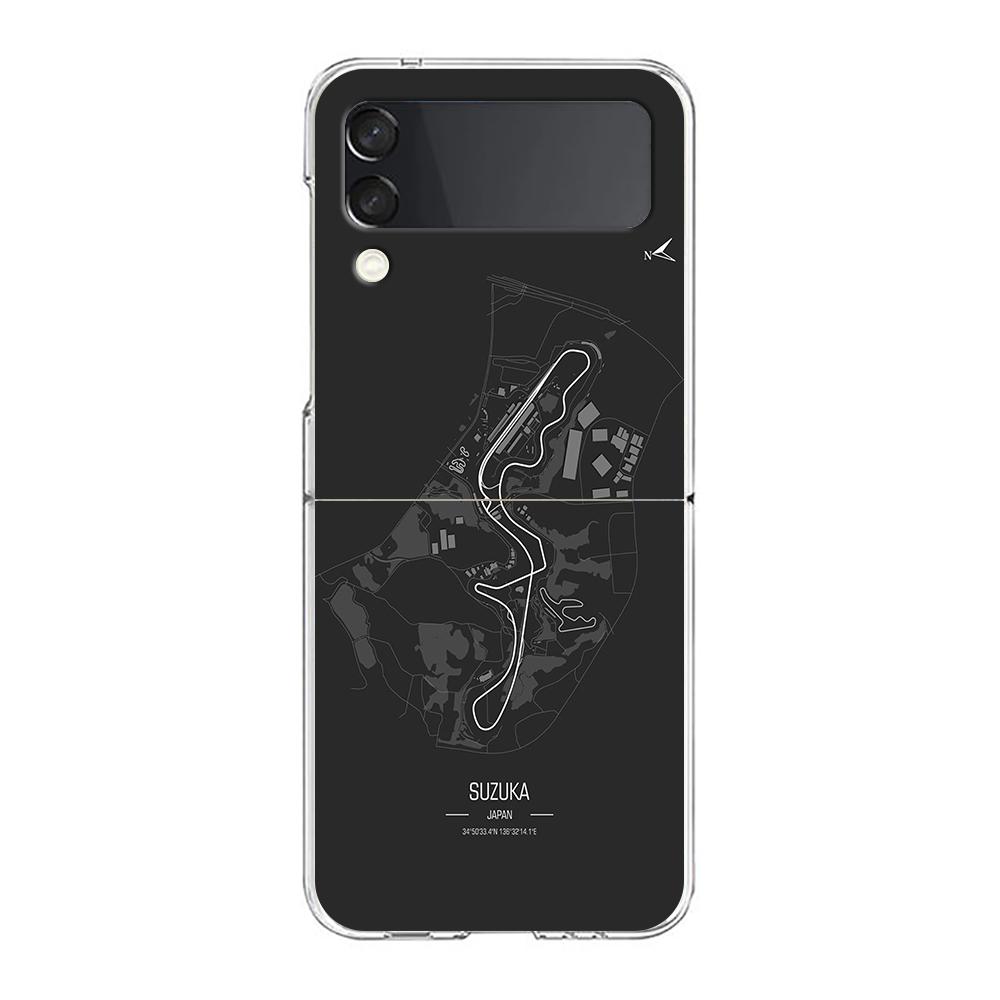

Phone Cover For Samsung Galaxy Z Flip 6,5,4 Case Transparent For Samsung Z Flip,3 Hard PC Foldable Shell Race F1 Track Prints Z Flip 3