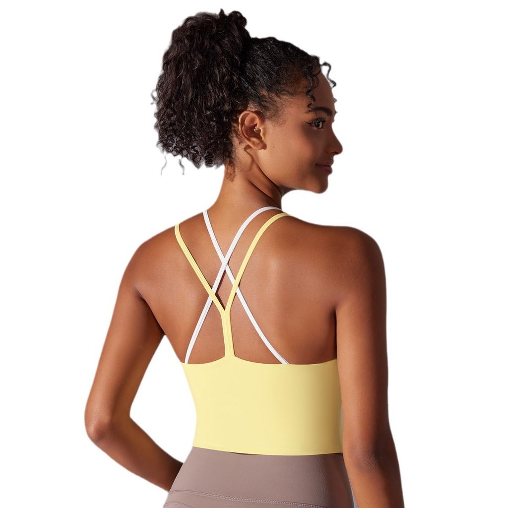 New Nude Camisole Sports Bra With Beautiful Back, Fake Two-Piece One-Piece Coaster, Yoga Bra, Shock Resistant Fitness Vest For Women