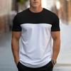 2024 Summer New Fashion Splicing Printed Short-sleeved T-shirt Men's Round Neck Loose Breathable Tops Sports Fitness T-shirt