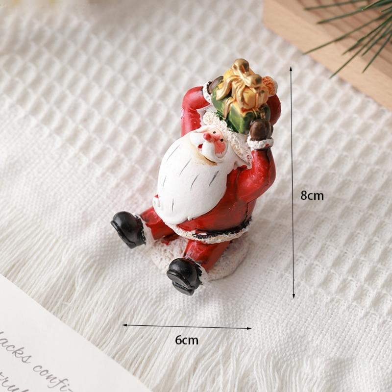 Christmas Resin Figurine Snowman Santa Statue Ornament for  Living Space Table Decoration Resin Craft Present