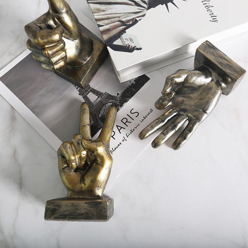 Gesture Finger Model Decoration Home Art Resin Victory Decoration Living Room Coffee Shop Creativity Vintage Desktop Crafts