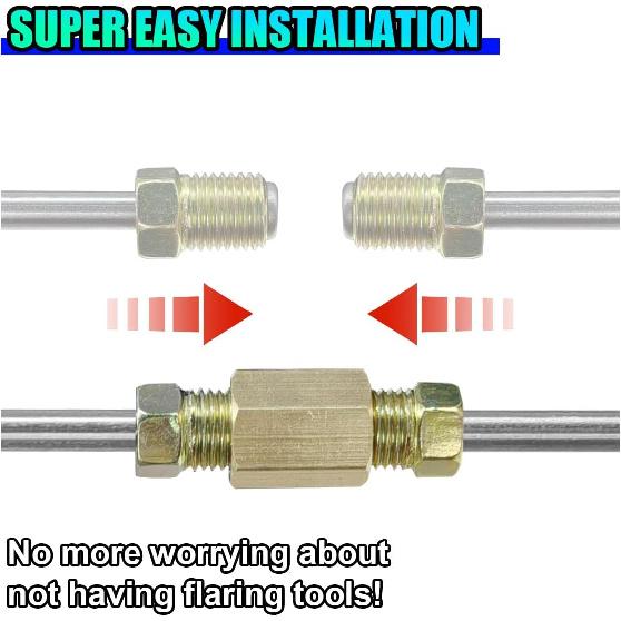 3PCS 3/16" Brake Line Kit With Fittings, Flexible 16" Long Stainless Steel Brake Lines Tubing With Inverted Double Flares & Standard Tube Nut,