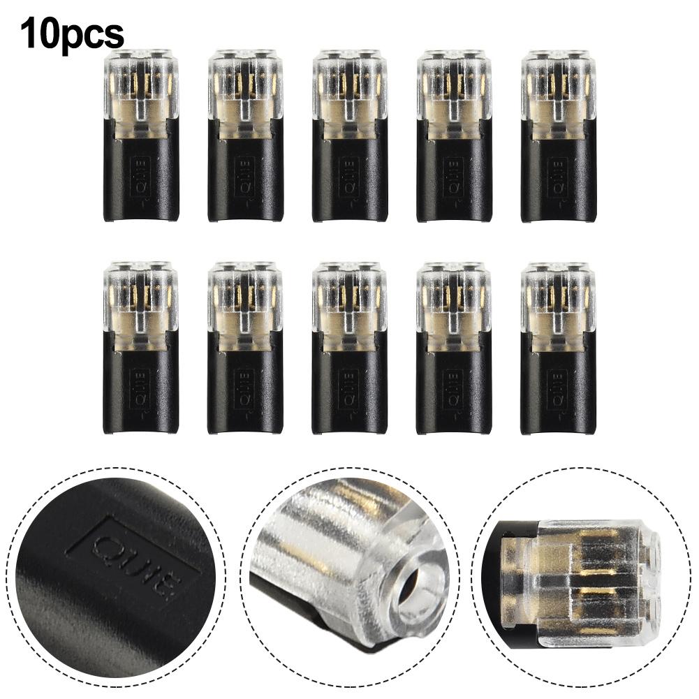 Clip Cable Clamp Terminal Automatic Double Head PVC Wire 10A 10Pcs 21.8*9.8*6.15mm 2pin 300V Connection Connector