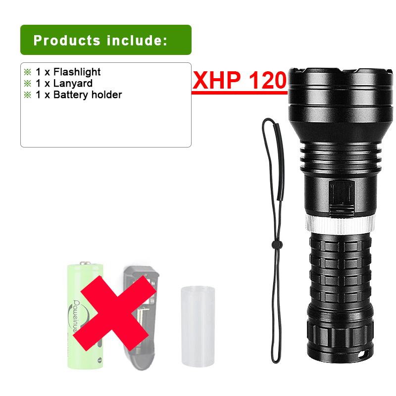 5000LM XHP120 Led Diving Flashlight IPX8 Underwater Waterproof 400M Professional Diving Torch Underwater Lighting Work Lamp