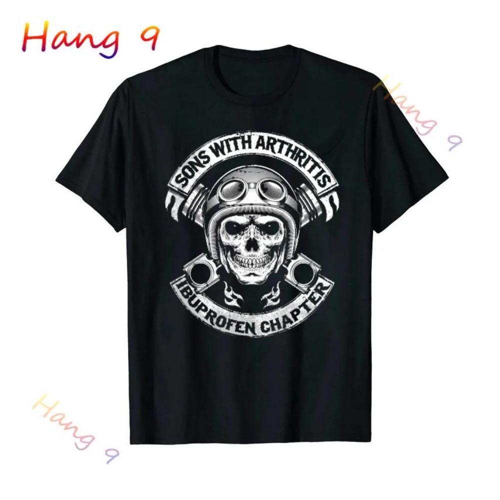 Söhne mit Arthritis Ibuprofen Kapitel Lustige Biker Schädel T Shirt Schwarz Vintage Herren Grafik T Shirts