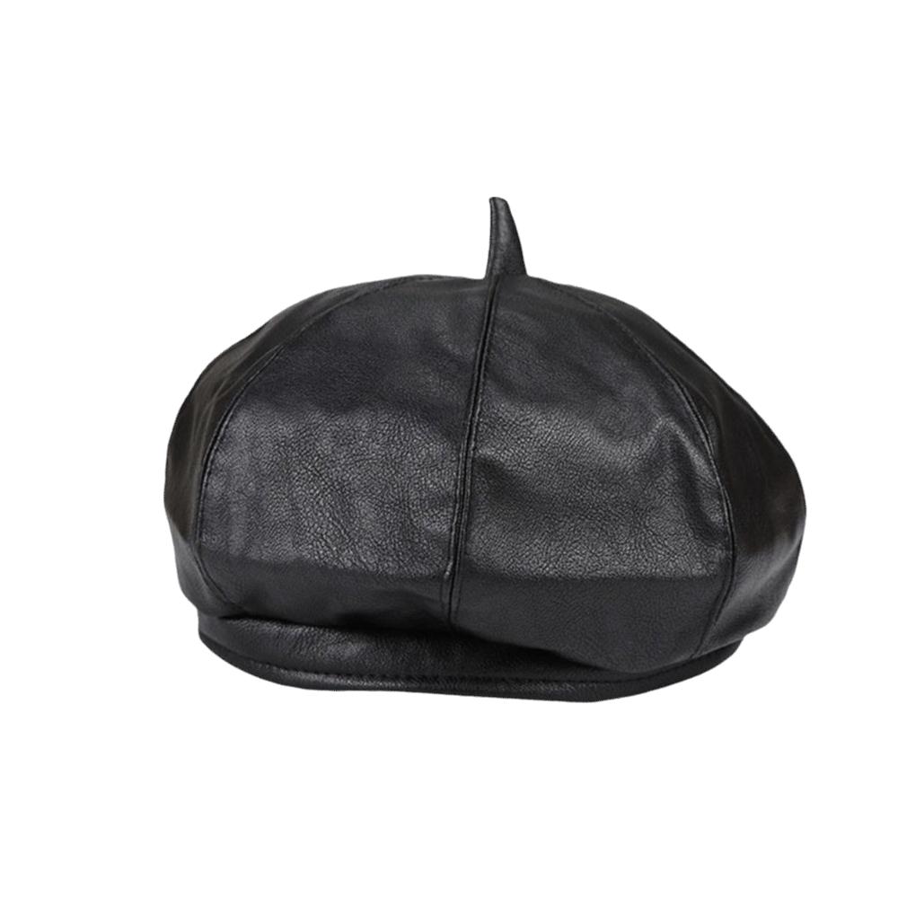 Newsboy Cap Octagonal Hat British Style Painter Hat Fashion PU Leather Beret Autumn