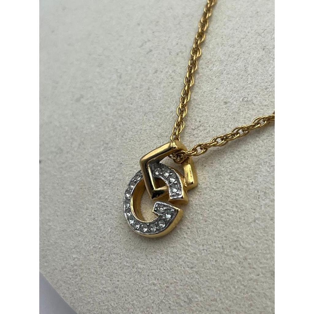 Used GIVENCHY Vintage G Logo Rhinestone Necklace