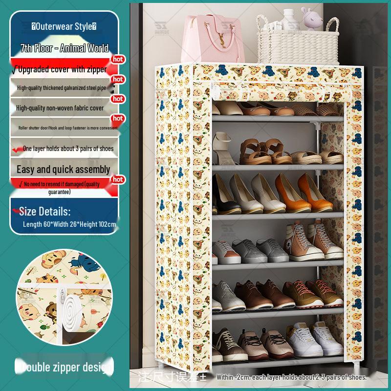 Multi-Layer Indoor Shoe Rack with Curtain