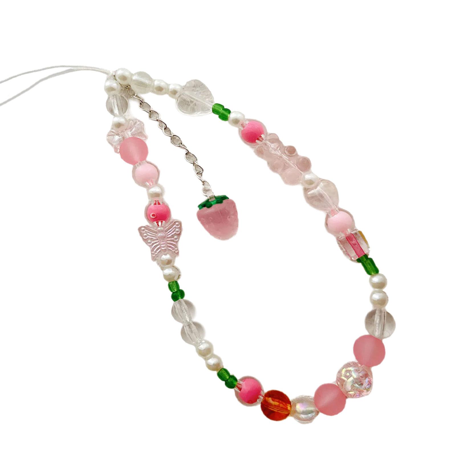 

Милый клубничный медведь телефон шнурок эстетическая мобильная цепочка модный для девочек милый брелок аксессуар для ежедневного использования A