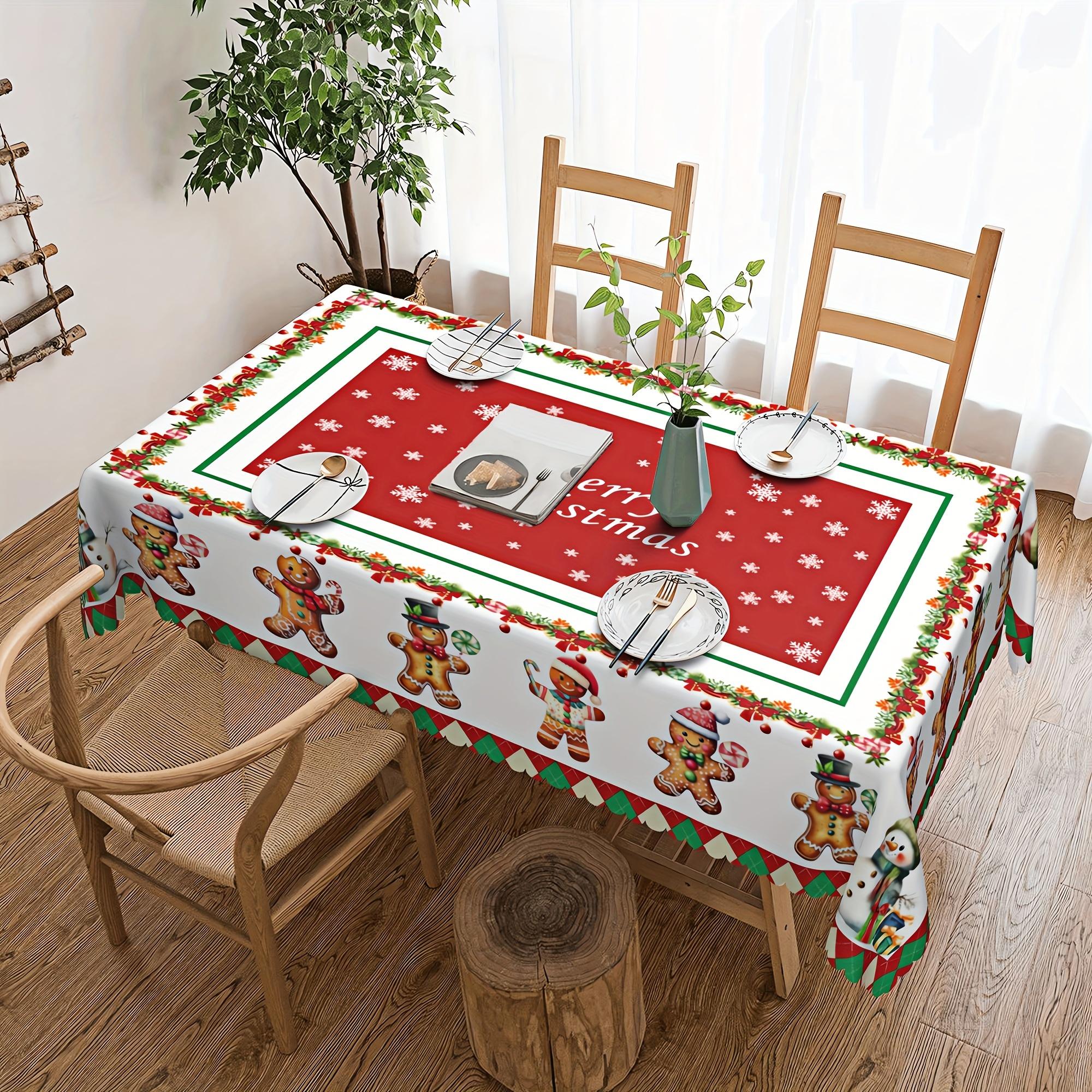 

Christmas Vibrant Gingerbread Man Rectangle Tablecloth Dining Room Decor Waterproof Tablecloth For Table Christmas Decorations 50x50cm napkin