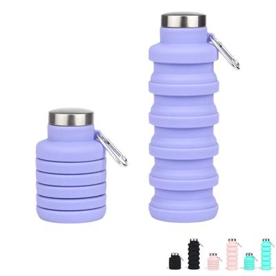 17oz Collapsible Water Bottle Silicone Leakproof Foldable Water Bottle Eco-Friendly Lightweight Sport Water Bottle Hiking