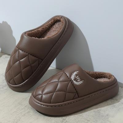 Wasserdichte Baumwollschuhe mit Fleece für Zuhause Kältefest Lässige Dicksohlige Hausschuhe
