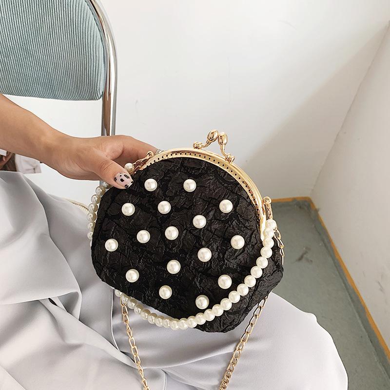 Bag women's bag 2025 summer little fresh girl small fragrant wind pearl portable crossbody shoulder clip buckle small square bag tide