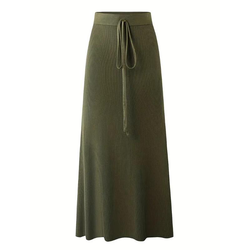 New Spring and Summer Skirt for Women with High Waist Slit Belt One-step Skirt Korean Style Slim Mid-length Skirt Hip-covered Skirt