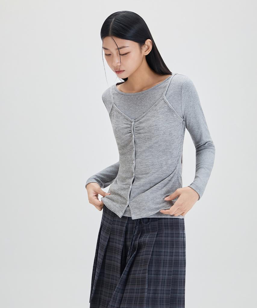 MIXXO Button-Up Layered T-Shirt_Miwlwg202A
