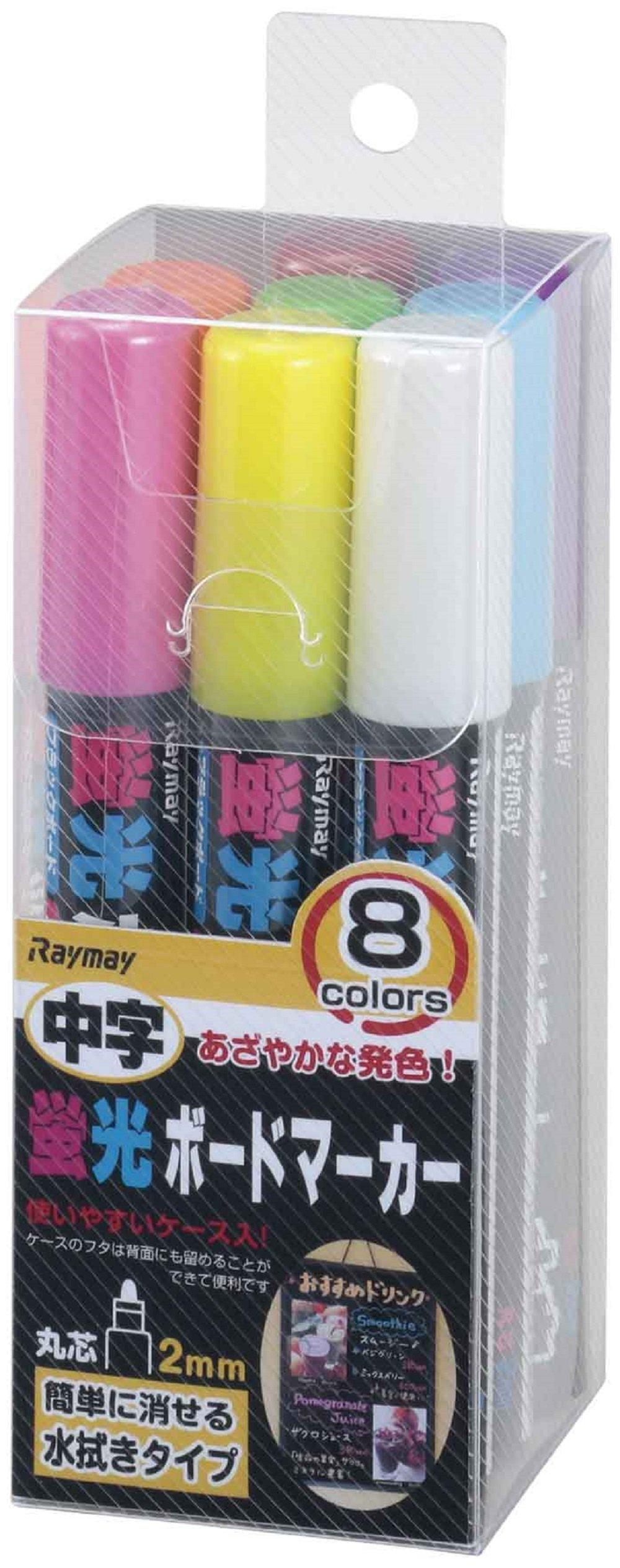 

Raymay Fujii Chalkboard and Whiteboard Markers, Fluorescent, Medium Point, Set of 8, LBM39