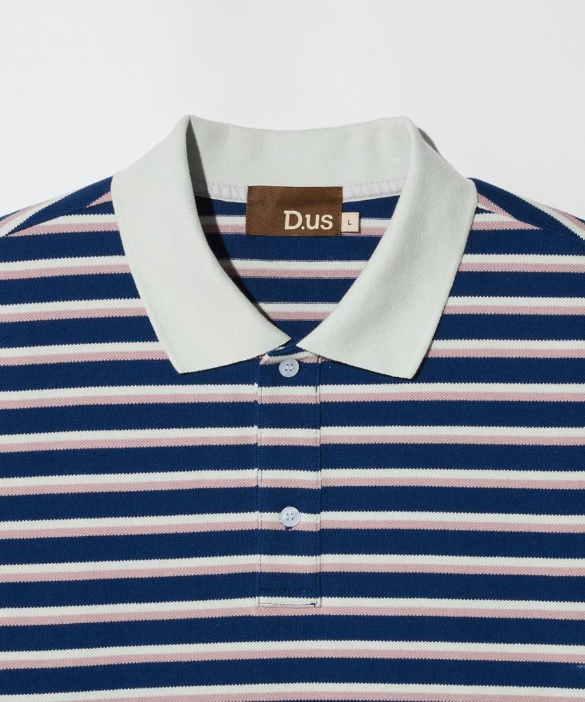 STCO Diems Striped Pattern Short Sleeve Rugby T-Shirt_Blue (Oversized)_Dtsxb63Ctl