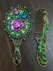 Vintage Russische Prinses Handspiegel & Kam Set