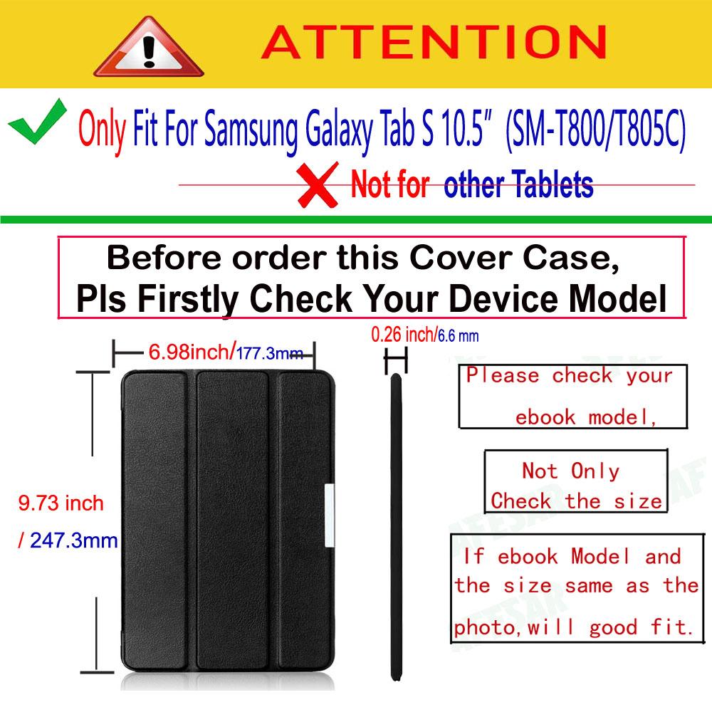 Smart Cover For Samsung Galaxy Tab S 10.5" Tablet Case, Lightweight Flip Case For SM-T800 T805 with Magnetic Stand Auto Sleep