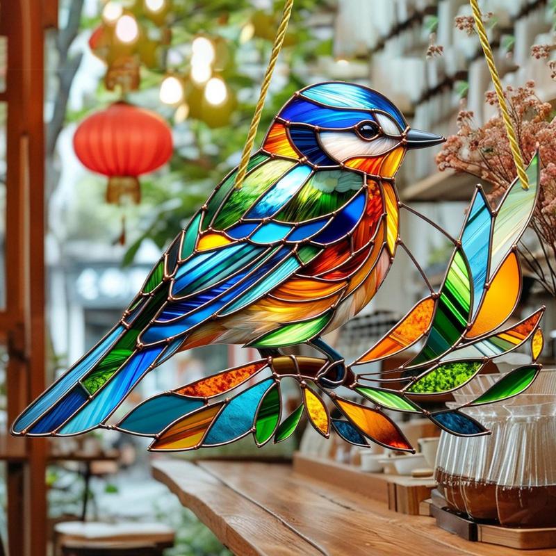 Sun Catchers Animal Feather Pendant Decor Colorful Hummingbird  Window Hangings Animal Wind Chimes Crafts Animal Christmas Decor