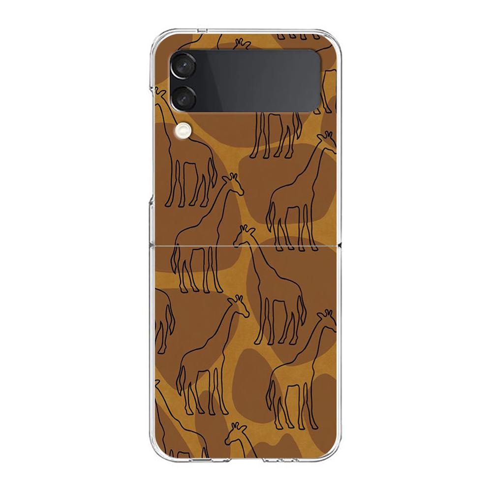 Giraffe Phone Case For Samsung Galaxy Z Flip 3 4 5 Hard Folding Clear PC Bumper For Samsung Z Flip3 Transparent Back Cover
