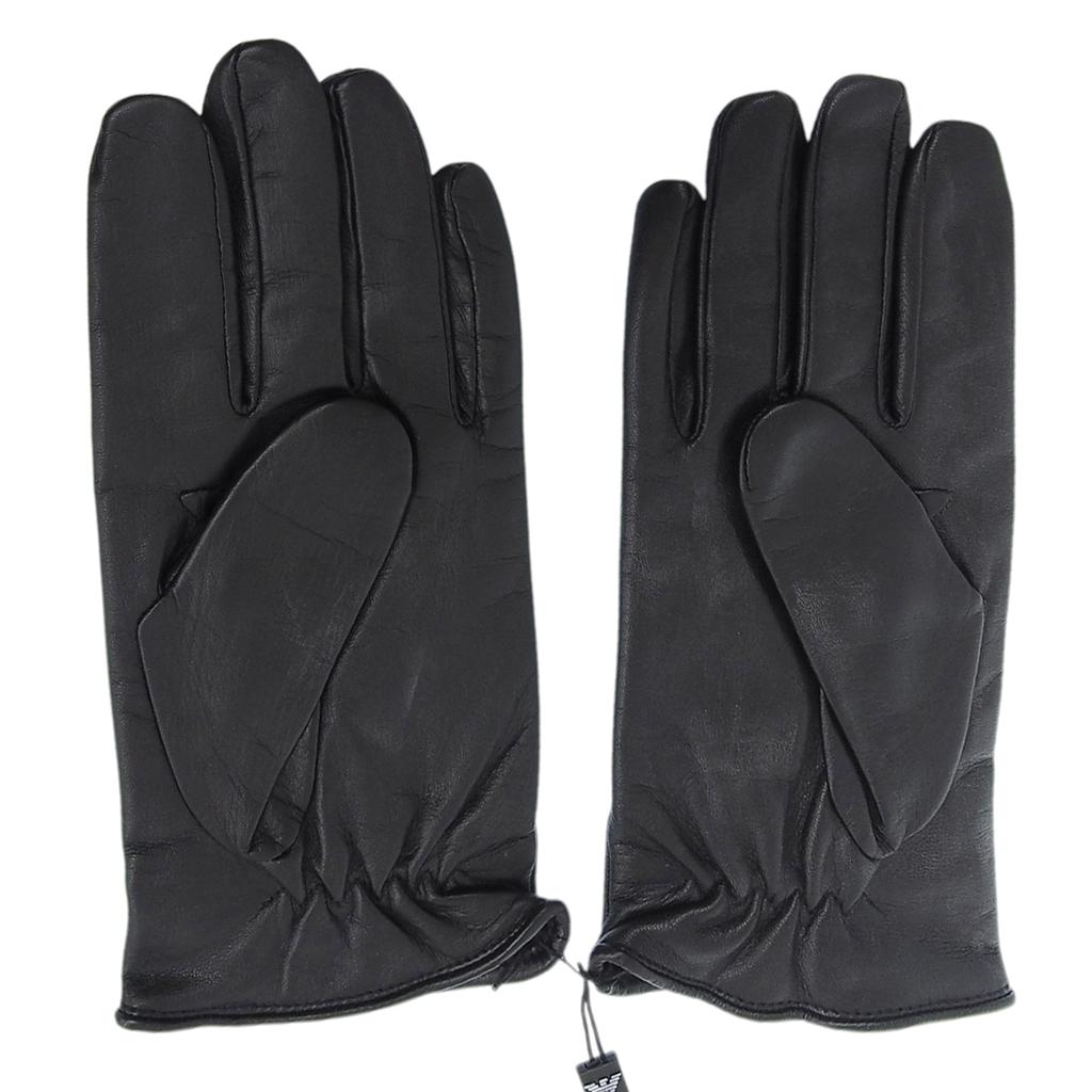 Pristine EMPORIO ARMANI gloves 624136 leather gloves black Lamb leather mens S Used