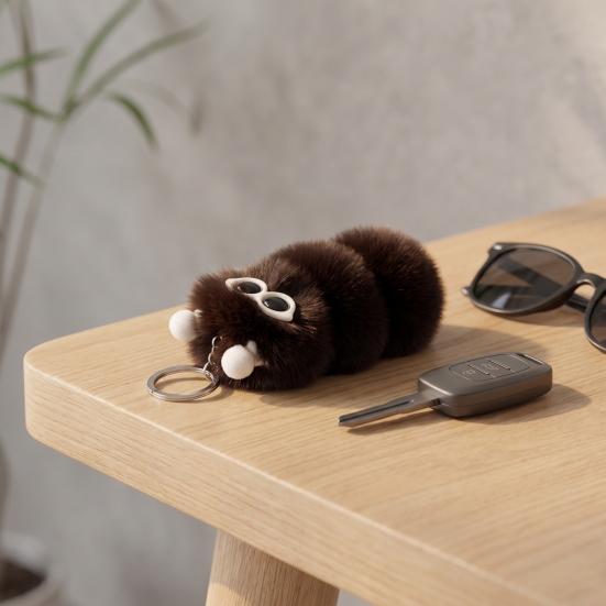 Plush Backpack Accessory Sunglasses Caterpillar Keychain, Stuffed Keyring Pendant for Cartoon Ornament Bags & Car Keys, Decorative Purse Key Chain