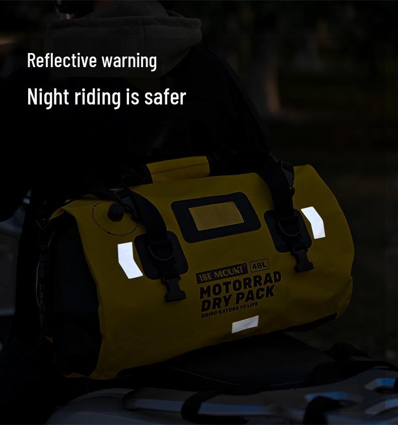 ISE MOUNT Waterproof Motorcycle Rear Seat Bag - Large Capacity, Convertible Backpack/Shoulder Bag for Outdoor Travel and Cycling.