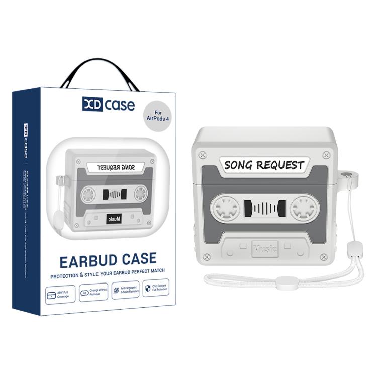 For AirPods 4 XDcase Retro Cassette Style Silicone Earbuds Case For AirPods 4 темно серый