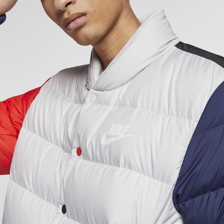 Nike Warm Sports Patchwork Long Sleeve Down Jacket Men Jackets Red White Blue 928820-043