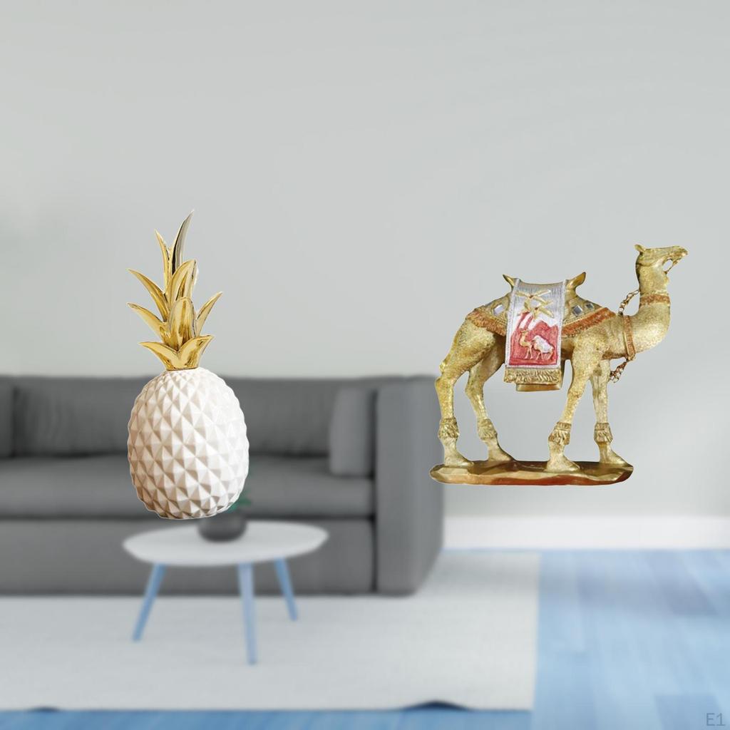 Pineapple Camel Decorative Sculpture Artificial Figurine Ornament for Bedroom Bookshelf Tabletop