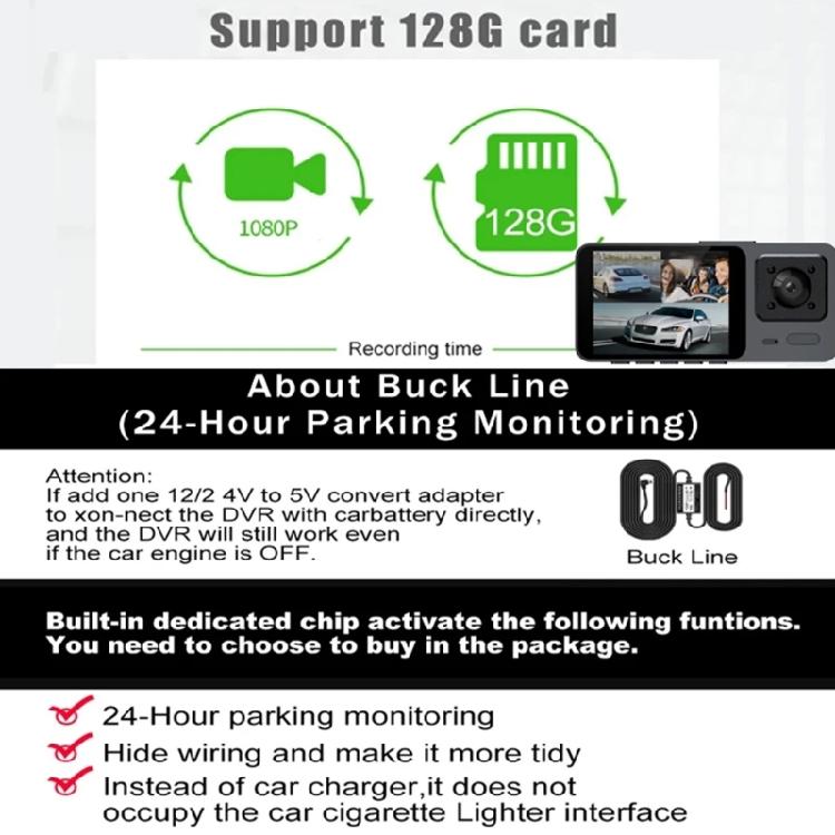 2/3 Channel Dashcam Video Recorder 2'' IPS Screen Wide Angle Camera
