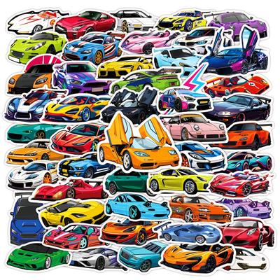 50 Cool Supercar Racing Stickers - Waterproof for Luggage, Cups, and Journals (50 Sheets)