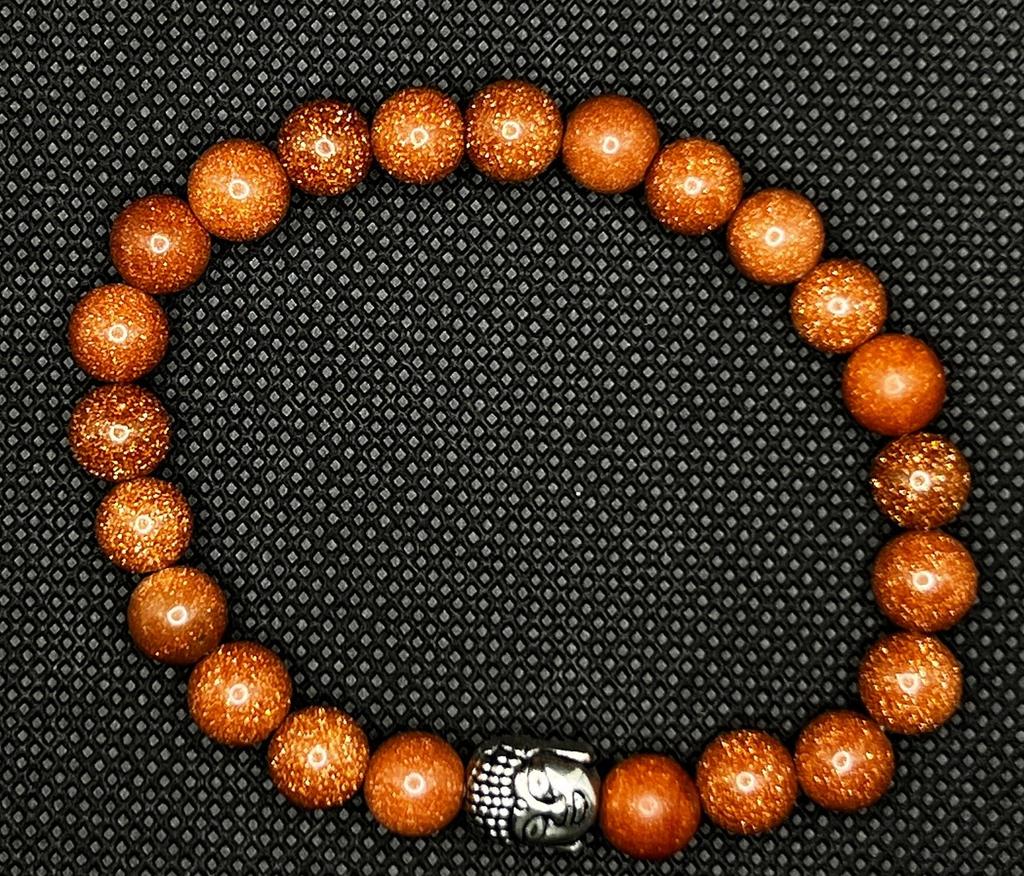 Elegant Goldstone Beads and Buddha Charm Bracelet, Bracelet Featuring Peaceful Buddha Accent, Calm & Strength, Perfect Gift for both men and women