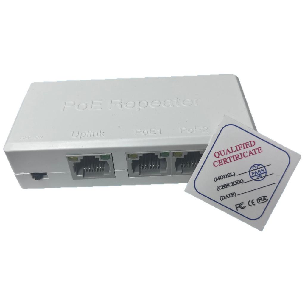 1-to-2 POE 48V Gigabit Repeater Cascade Box