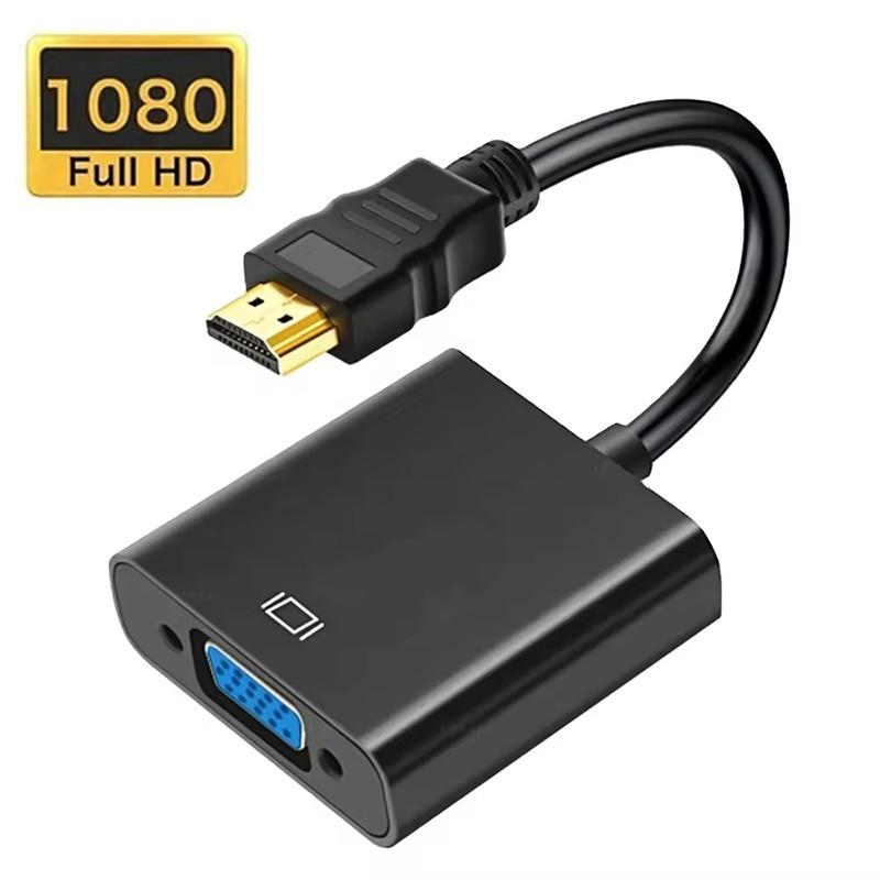 HDMI-compatible To VGA Adapter Audio Power Port For TV Laptop PC Projector Monitor Full HD 1080P Output Office Classroom Display