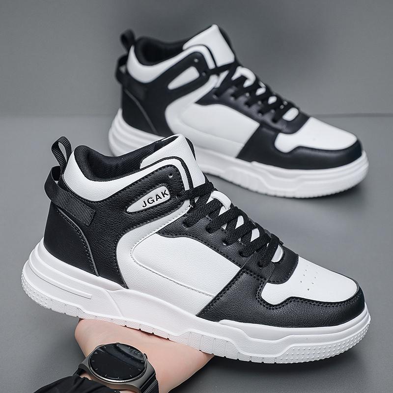 Taglie Forti 50 51 52 Sneakers in Pelle Uomo Scarpe Sportive Alte alla Caviglia Moda Scarpe da Skate Piatti Moda Elegante