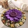 Floral Plush Diatomaceous Earth Floor Mat 3D Visual Flower Pattern Diatom Mud Floor Rugs