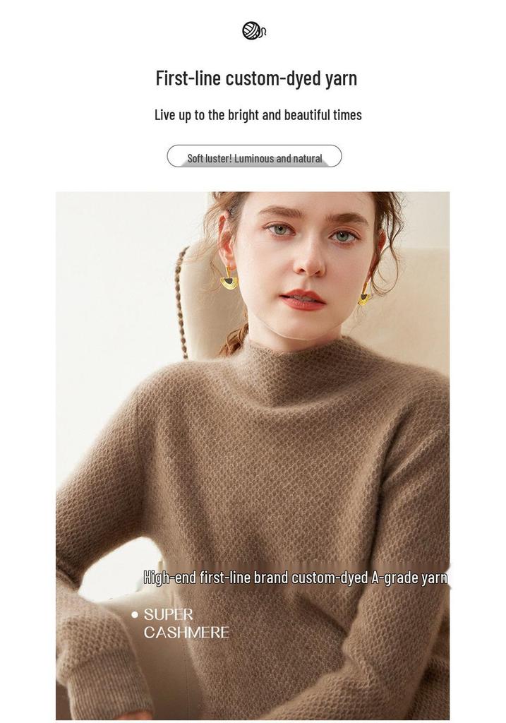Women's Cashmere High-Neck Sweater: Warm, Comfortable, Loose Fit Knitwear for Autumn and Winter